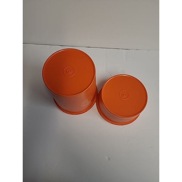 Tupperware Canister Set With Lids Orange Harvest Servalier Vintage Set of 2 - Picture 7 of 14